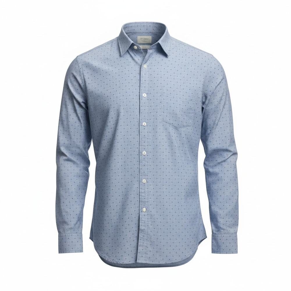 J.Crew Stretch Poplin Button-Down Shirt Men's Large Blue Micro Print